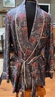 A  Sulka Men   s Paris Silk Short Robe Smoking Jacket Paisley Print Vintage