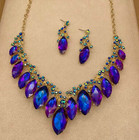 Jewelry Set- Glass Rhinestone  Water Drop Chain