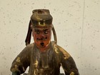 Antique Chinese Or Japanese Polychrome Painted Carved Wood Statue Figurine Man