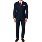 Vinci Men s Navy Blue Double-breasted Suit W  Adjustable Waist  Reg-fit - New