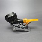 Moonshine Ms02 Black Sandblasted Devil Dog W  Yellow Stem Briar Pipe  New