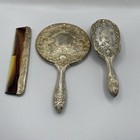 International Silver Plate Vintage Antique 3pc Vanity Mirror  Brush   Comb Set