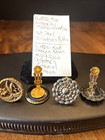 Antique Victorian Button Earring Lot - C1875 Cut Steel  French Brass Pictorial