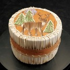 Vtg Native American Porcupine Quill Needle  Sweetgrass   Birch Bark Box W  Lid