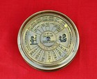 3  Antique Brass 40-year Calendar Compass Engraved Poem Vintage Pocket Style Gif