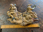 Antique 17th Century  Baroque Hand Carved Figural Wall Mount Plaque  Man  Women