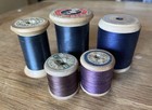 Set Of 5 Vintage Japanese Wooden Spools   Colorful Thread   Retro Sewing Decor