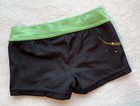Aly Raisman Gk Elite Bar Shorts Leotard Black Gymnastics Sequin Bling Leo Sz Axs