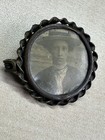 Antique Edwardian Photo Brooch C 1900   1915 Portrait Lady Metal Frame