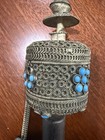 Antique Tibetan Silver Filigree Prayer Wheel Turquoise Handheld Mani Chokhor