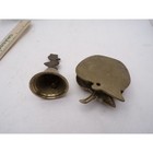 Vintage Brass Apple Paperweight And Duck Hand Bell Set Teacher Desk Decor 2pc