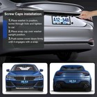 2pcs Black Stainless Steel Metal License Plate Frame Tag Cover With Screw Caps