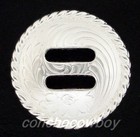 Set Of 6 Western Horse Tack Bright Silver Round Rope Edge Slotted Conchos 1 1 2 