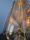 Vtg 8 Panel Touch Lamp Light Flowers Etched Smoked Glass Gold Tone Working 22 