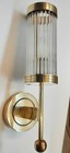 Vintage Art Deco Brass Wall Sconce Ship Light Clear Glass Rod Cylinder Lamp