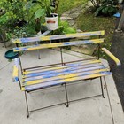43  Folding Wood   Iron English Cottage Bench Patio Park Garden Outdoor
