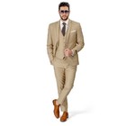 Beige Tan Slim Fit Suit Tuxedo 2 Button Notch Lapel Vest Optional Fitted By Azar