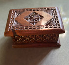 Antique Hand Carved Wooden Trinket Box Old Nails Fancy Ornate Wood Case Lid 4 