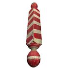 Antique Red   White Wood Barber Pole Trade Sign With Globe Ends