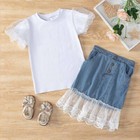 Toddler Kids Baby Girls Clothes Casual Tops T-shirt denim Skirt 2pcs Outfits Set
