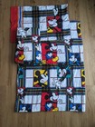 Vintage 90s Disney Mickey Mouse Plaid Flannel Twin Sheet Set   Pillowcase