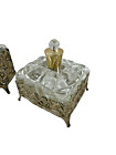 Vintage 1950 s Vanity Set Powder Box perfume Bottle cotton Ball Holder