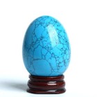 1 92   Synthesis Blue Turquoise Egg With Wood Stand Chakra Stones Reiki Healing