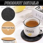 12 Pcs Felt And Cork Coaster For Drink Absorbent 4 Inches Cork Coasters With    