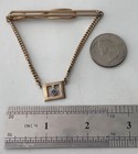 Vintage Swank Masonic Tie Bar Chain Pendant Gold Tone Blue Freemason Symbol