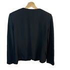St  John Caviar Black Wool Blend Woven Knit Blazer Jacket Sz 8 Single Breasted