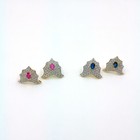 Ethnic South Indian Cz Stud Earrings Ruby Sapphire 22k Gold Plated Wedding