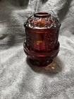 Vintage Ruby Red Flash Indiana Glass Stars   Bars Fairy Lamp 6 1 2   Tall