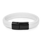 Men s Leather Braided Bracelet Stainless Steel Buckle Clasp Bangle Fashion Gift