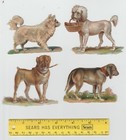 Antique Victorian Die-cut Scrap Lot Of 4 Dogs Animals Full Body
