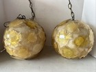 2 Lucite Rock Candy Swag Lamp Vintage 1960s Mcm Chunky Yellow W orig Switch Cord
