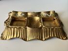 Bronzed Art Nouveau Inkwell 6    20th Century Vintage No Ink Containers  Enameled-