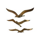Vtg Set Of 3 Brass Seagull Bird Mcm Nautical Sea Beach Wall Plaques Decor