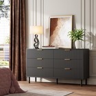 Wave Fluted 6 Drawer Dresser Modern Wood Chest Of Drawers With Wide Drawers