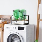 Laundry Detergent Holder Stand With Drip 2-bottle  Black Frame   Natural Wood