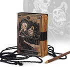 Book Of Spells Leather Bound Journal The Devil Tarot Deckle Edge Paper Grimoire