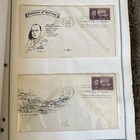 Vintage  Stamped Envelopes Lot Historic Usps Stamps Hinged On Envelope  