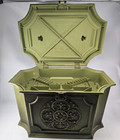 Vintage Max Klein Green Plastic Faux Wood Sewing Box Sc-2015 Euc Grannycore Mcm