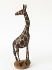 Handmade African Wood Giraffe Statue 12in Tall