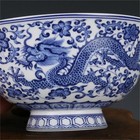Fine Chinese Qing Qianlong Old Antique Porcelain Blue White Dragon Bowl