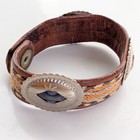 Vintage Southwestern Western Concho Embroidered Leather Snap Bracelet