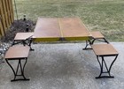 Vintage Retro Folding Handy Picnic Table   Chair Set Milwaukee Stamping Co  Vguc