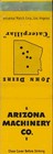 John Deere Caterpillar Matchbook Cover Arizona Machinery Co