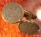 Antique 1900s Imperial German Eagle 2 Pfennig Germany Empire Coin Cufflinks  box
