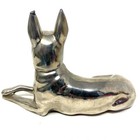 Vintage Mcm Silver Plated German Shepherd Dog Metal Figurine Laying Down 8 