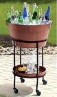 Beverage Tub   Tray  With Wheeled Stand Matte Copper
